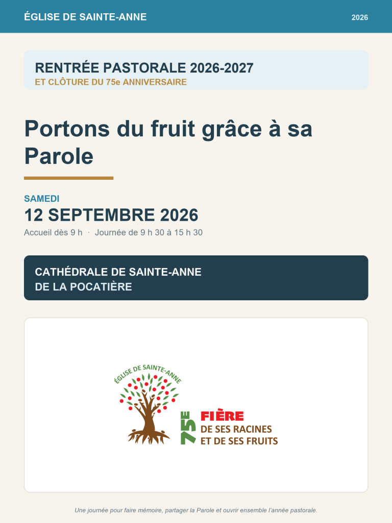 Invitation officielle à la rentrée pastorale du 12 septembre 2026